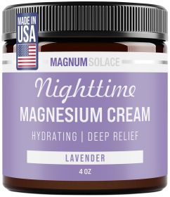 Nighttime Magnesium Cream by Magnum Solace, 5 oz Lotion - Lavender