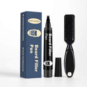 EAST MOON Beard Filling Pen with Comb, Deep Brown, 2-Piece Set (Option: 2-Piece Set)