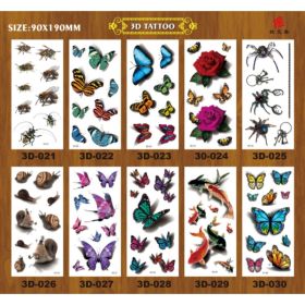 Insect 3D 3D Tattoo Sticker, Single Sheet Size 90 * 190mm (Option: Default)