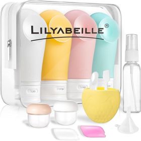 89ml 14 Pcs Travel Bottles For Toiletries Leak Proof Travel Containers Kit With 3oz Suction Cup TSA Approved Travel Essentials For Women (Option: Default)