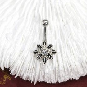 Vintage E Retro Style Antique Silver Seastar Stainless Steel Navel Ring, Belly Piercing, Umbilical Ring, 1 Piece (Option: Default)