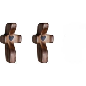 2 Pcs) Cross My Heart, Encouragement Gift, Relieve Anxiety Comfort For Clutching, Clinging And Praying, Wooden Cross Fidget, (Option: Default)
