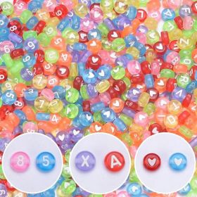 800 Transparent Colored Letters And Numbers Love Heart Set (Option: Default)