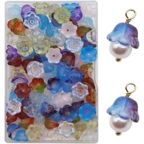 50 11x7mm Small Flower Colored Glass Beads (Option: Default)