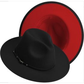 ( Black*red ) Men's And Women's Two Tone Fedora Hat Wide Edge Panama Felt Hat Jazz Hat Party Wedding Top Hat (Option: Default)