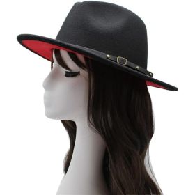 ( Black*Orange )Men's And Women's Two Tone Fedora Hat Wide Edge Panama Felt Hat Jazz Hat Party Wedding Top Hat (Option: Default)