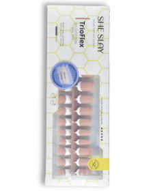 SheSlay Trio Flex Gel French Tip Nails | Pre-Colored Press-On Nail Extensions (Color: Nude, Nail shape: Short)