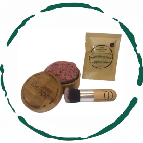 BeNat Natural Blush Loose Powder Set with Reusable Bamboo Jar, Eco-Friendly Kraft Refill Bag and Kabuki Brush - Vegan Makeup for All Skin Types (Color: Plum)