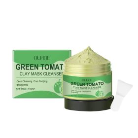 OUHOE Green Tomato Clay Face Mask Kit, 100 g + 1 Brush (Option: 100 g + 1 Brush)